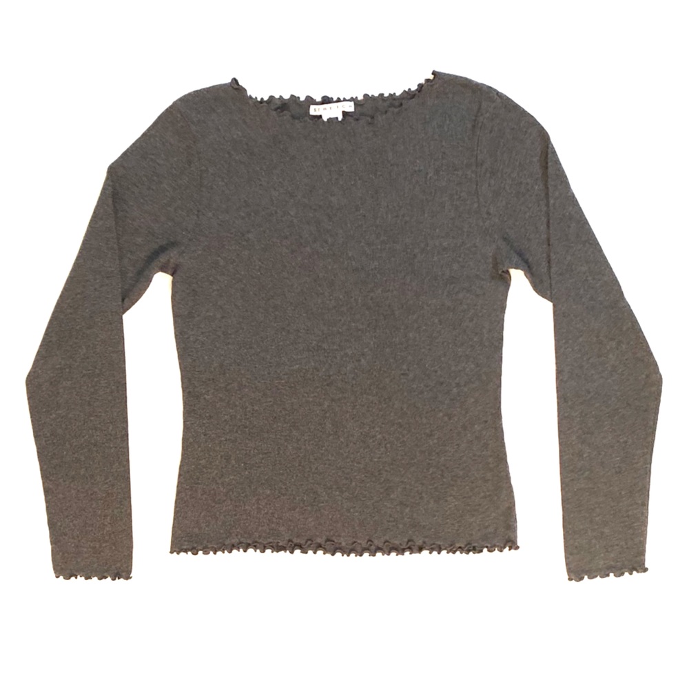 Gap stretch grey wide neck long sleeve shirt